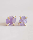 Amethyst Gemstone Prong Earrings - PINK ARROWS