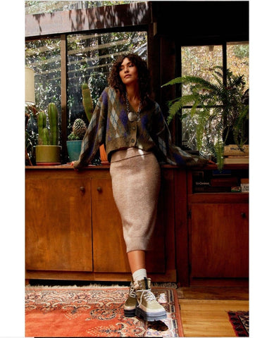 Argyle Oversized Cardigan Forest Mist - PINK ARROWS