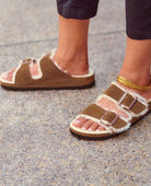 Arizona Cozy Shearling Suede Leather Mink - PINK ARROWS