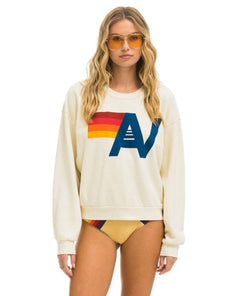 Aviator Nation Logo Sweatshirt Relaxed Vintage White - PINK ARROWS