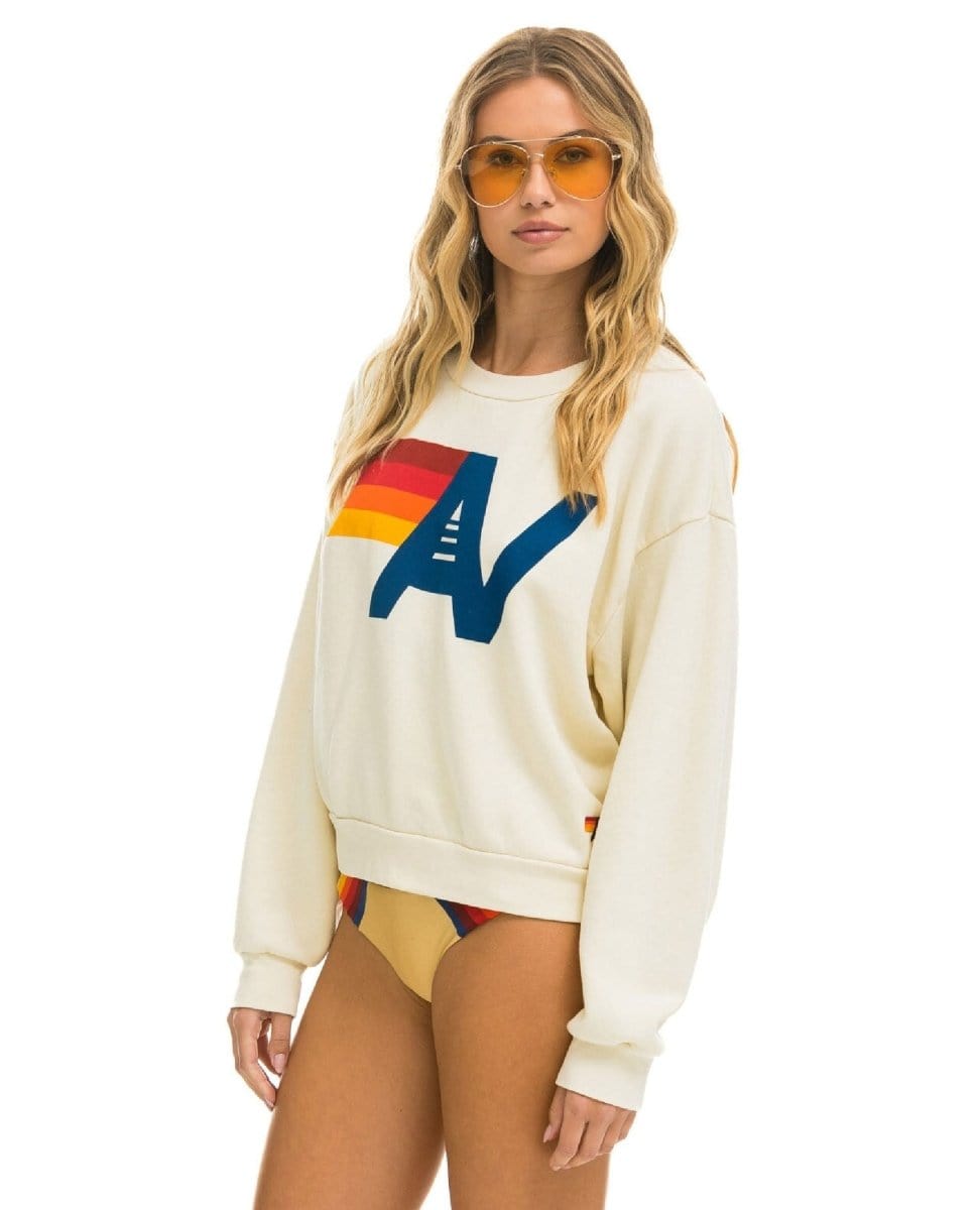 Aviator Nation Logo Sweatshirt Relaxed Vintage White - PINK ARROWS