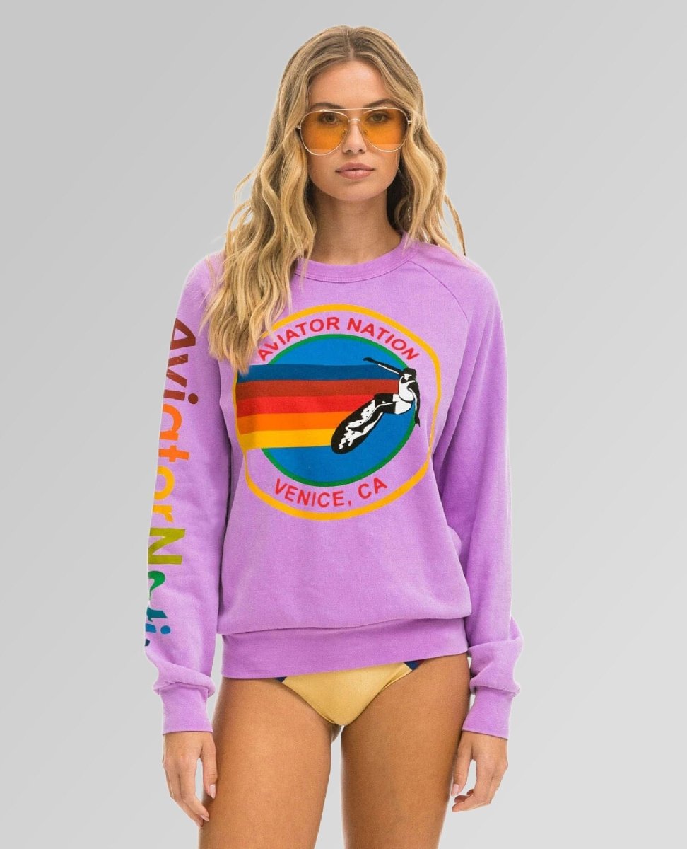Aviator Nation Sweatshirt Vintage Neon Purple - PINK ARROWS