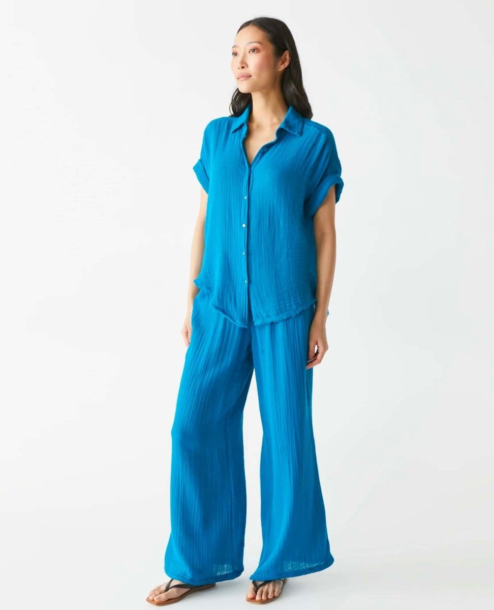 Bailey Gauze Short Sleeve Shirt Pacific - PINK ARROWS