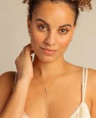 Beautifully Broken Emerald Cut Lariat Necklace 14k Gold - PINK ARROWS
