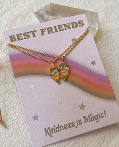 Best Friends Split Heart Necklaces - PINK ARROWS