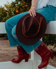 Billie Felt Fedora Wine - PINK ARROWS
