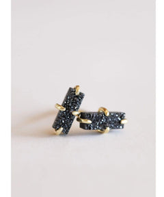 Black Bar Druzy Earrings - PINK ARROWS