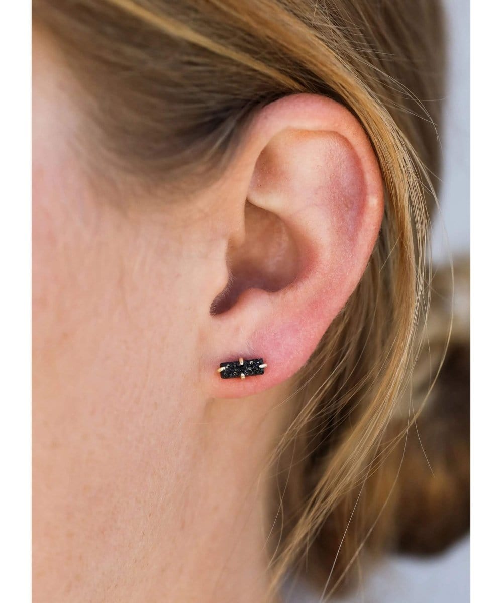 Black Bar Druzy Earrings - PINK ARROWS