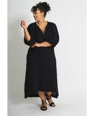 Black Gauze Dress with Pockets - PINK ARROWS