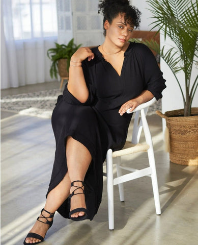 Black Gauze Dress with Pockets - PINK ARROWS