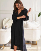 Black Gauze Dress with Pockets - PINK ARROWS