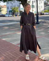 Boden Linen Dress Black Quartz - PINK ARROWS
