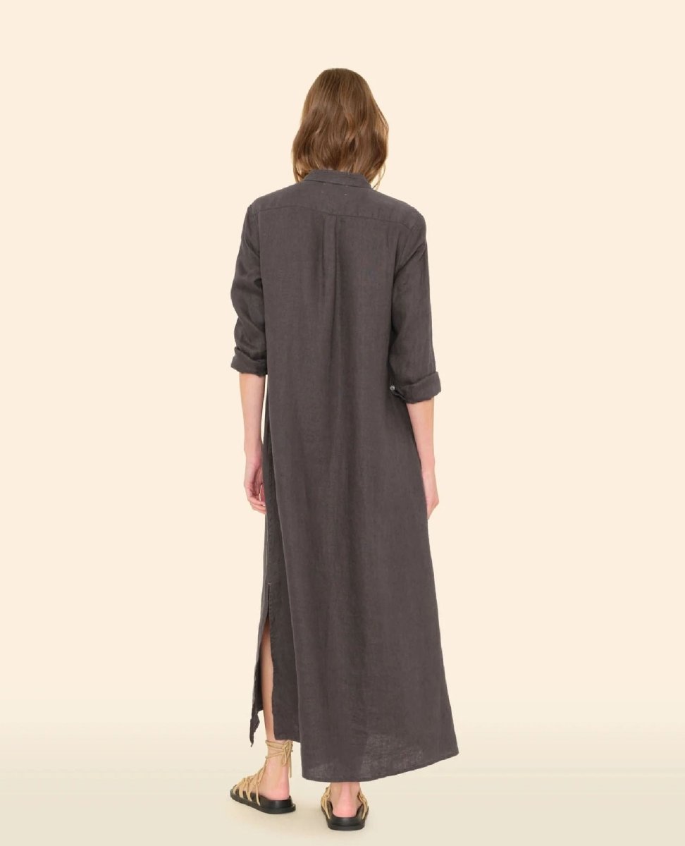 Boden Linen Dress Black Quartz - PINK ARROWS