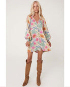 Bohème Mini Dress Spring - PINK ARROWS