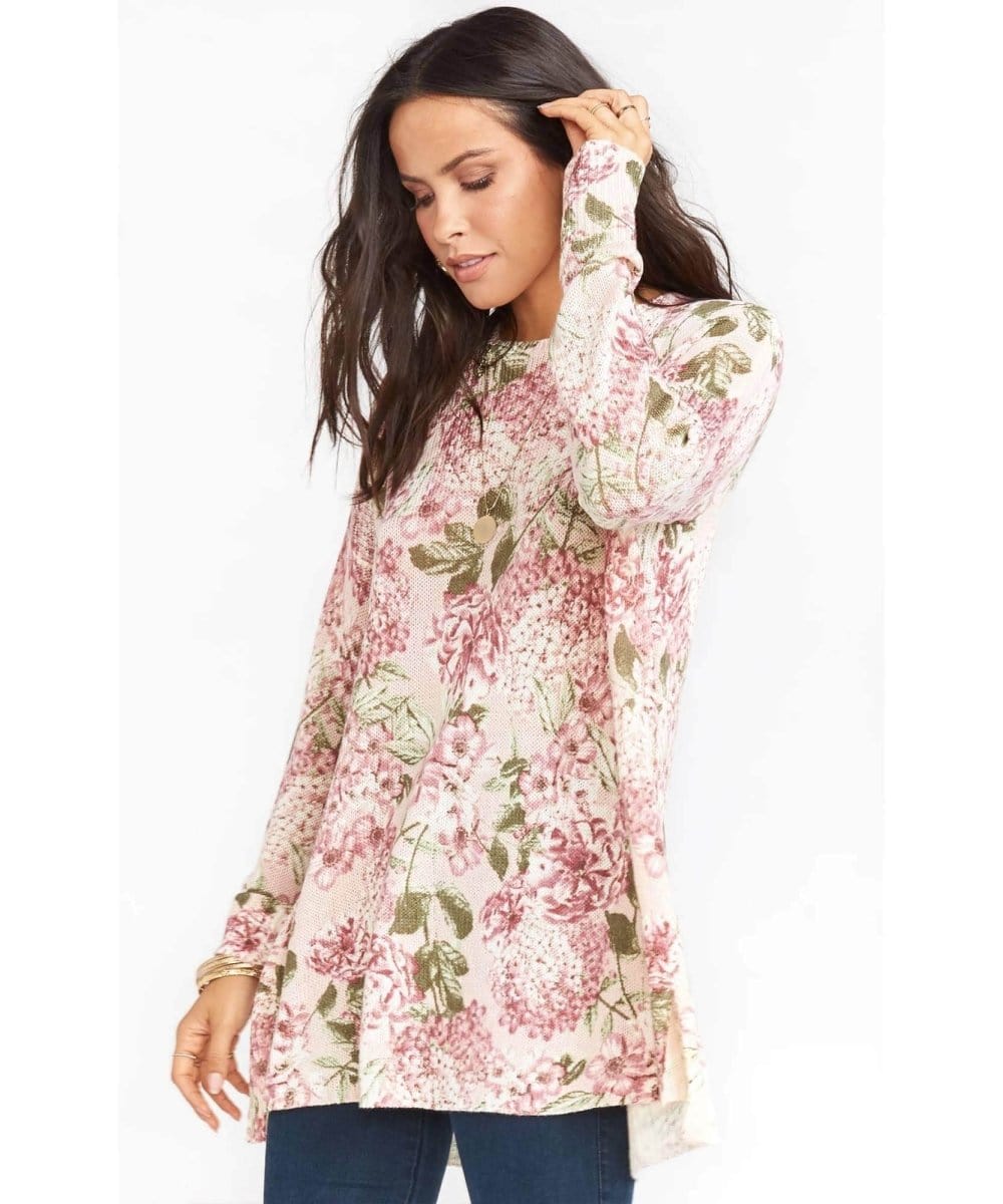 Bonfire Sweater Hydrangea Blooms Knit - PINK ARROWS
