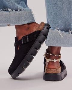 Boston Chunky Black Suede - PINK ARROWS