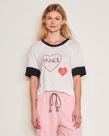 Boyfriend Tee France Optic White - PINK ARROWS