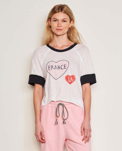 Boyfriend Tee France Optic White - PINK ARROWS