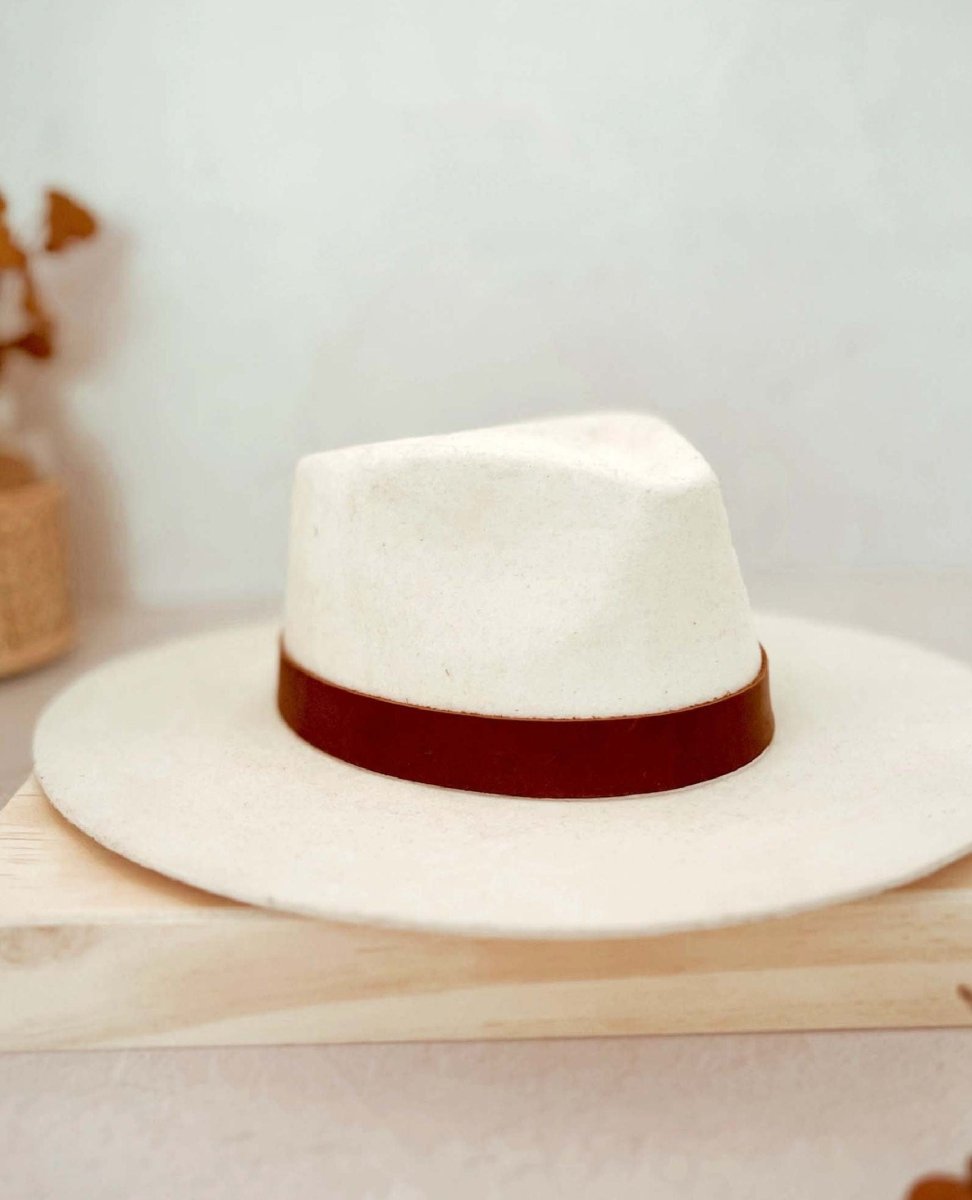 Brown Leather Gingham Hat Band One Size - PINK ARROWS