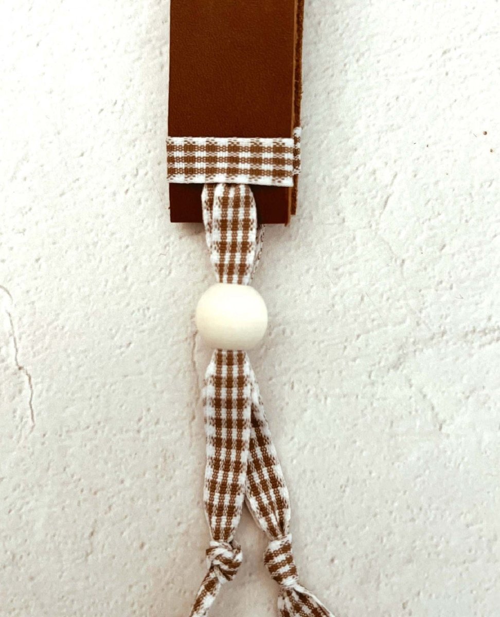 Brown Leather Gingham Hat Band One Size - PINK ARROWS