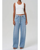 Brynn Drawstring Trouser in Blue Lace - PINK ARROWS