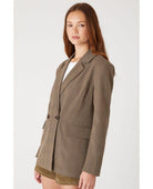 Business Affair Plaid Blazer Brown Combo - PINK ARROWS