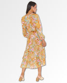 Cait Midi Dress Groovy Blooms - PINK ARROWS