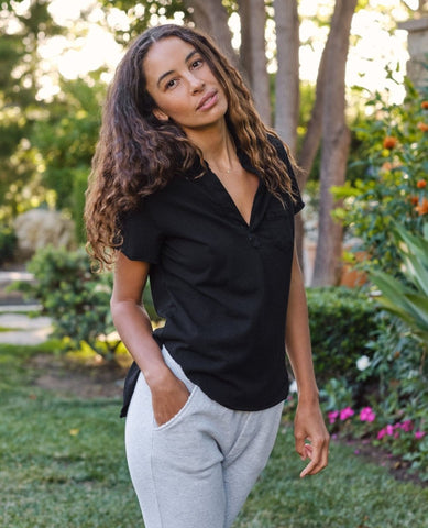 Charlotte Black Perfect Polo - PINK ARROWS