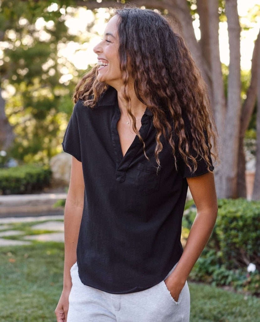 Charlotte Black Perfect Polo - PINK ARROWS