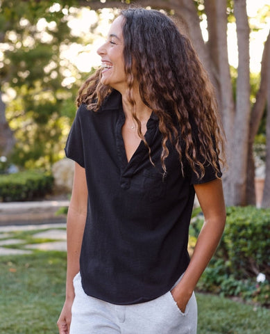 Charlotte Black Perfect Polo - PINK ARROWS