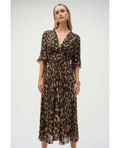 Chic Animal Print Wrap Dress - PINK ARROWS
