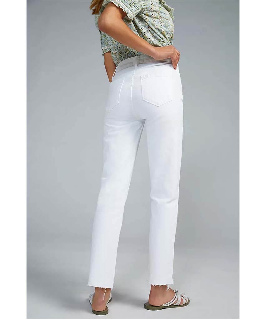 Cindy Crop Raw Hem Crisp White - PINK ARROWS