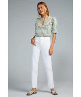 Cindy Crop Raw Hem Crisp White - PINK ARROWS