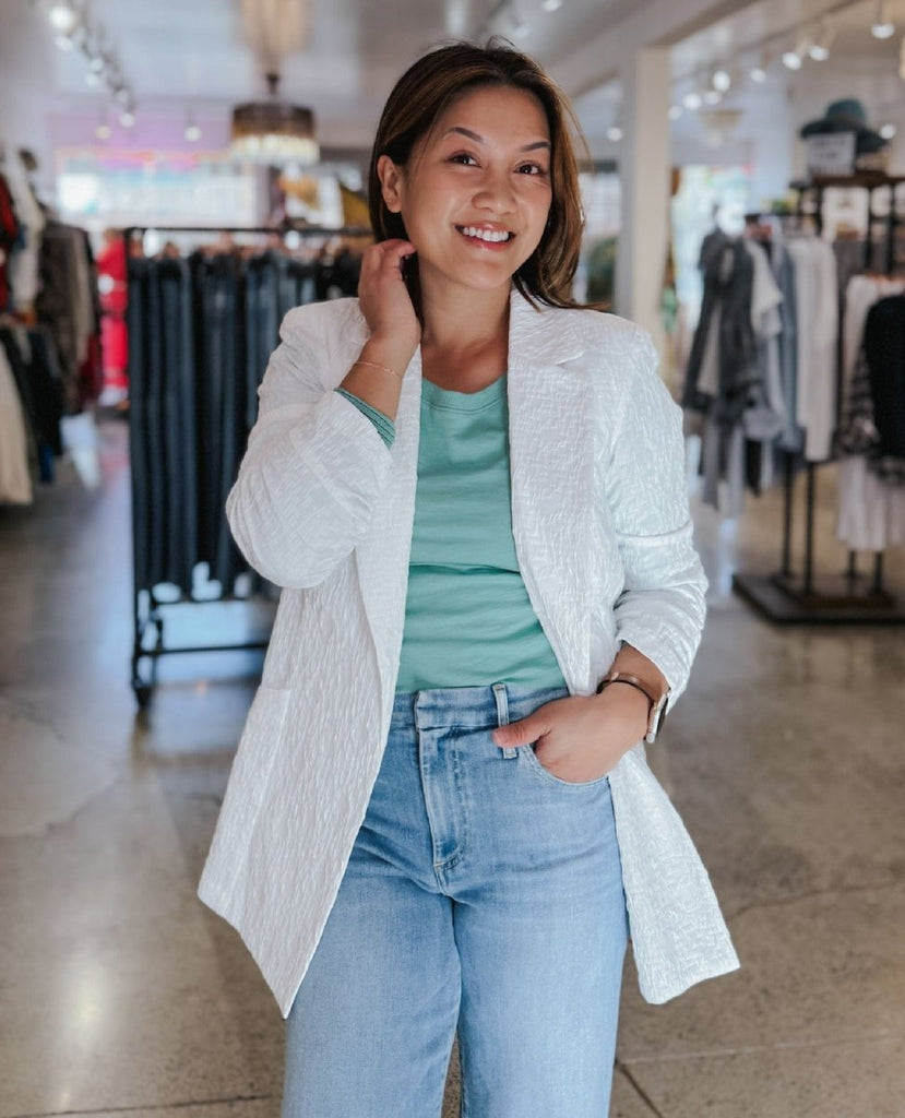Classic Elegance White Blazer - PINK ARROWS