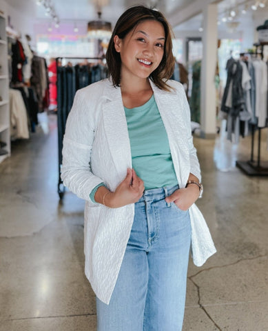 Classic Elegance White Blazer - PINK ARROWS