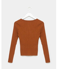 Classic Rib Cardigan Cinnamon - PINK ARROWS