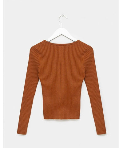 Classic Rib Cardigan Cinnamon - PINK ARROWS