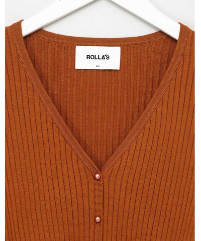 Classic Rib Cardigan Cinnamon - PINK ARROWS