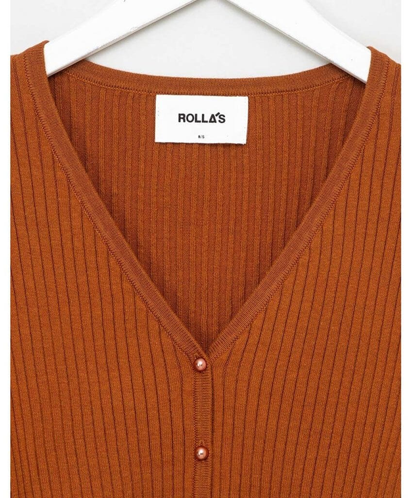 Classic Rib Cardigan Cinnamon - PINK ARROWS
