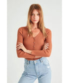Classic Rib Cardigan Cinnamon - PINK ARROWS