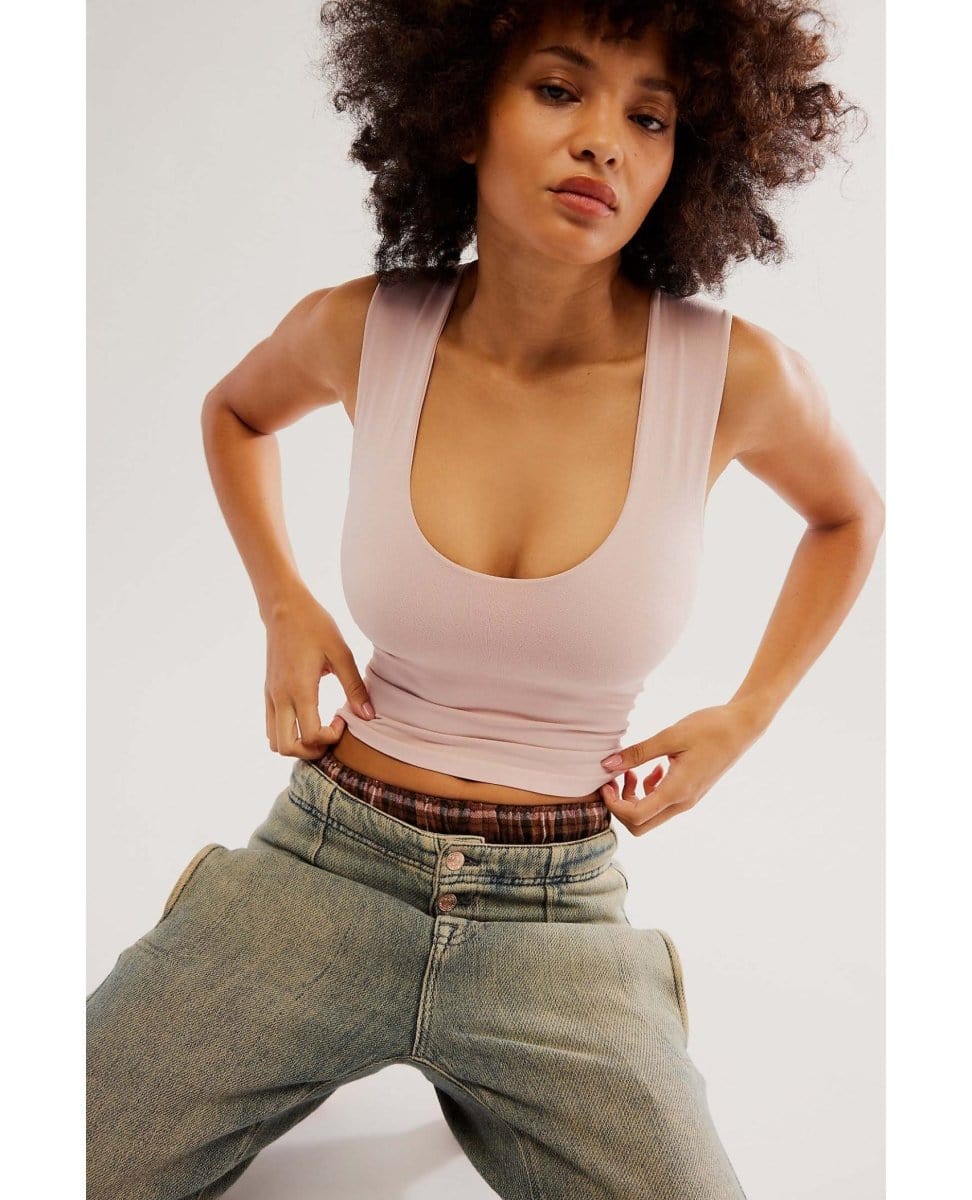 Clean Lines Muscle Cami Pink Salt - PINK ARROWS