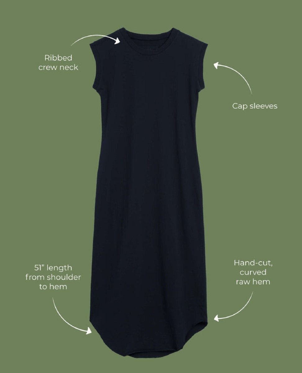 Cory Vintage Muscle Tee Dress Navy - PINK ARROWS