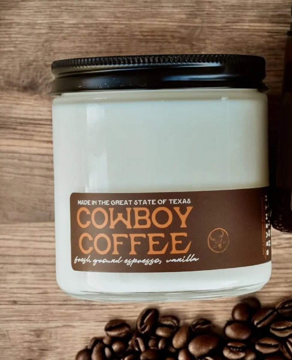 Cowboy Coffee Espresso & Vanilla Candle - PINK ARROWS