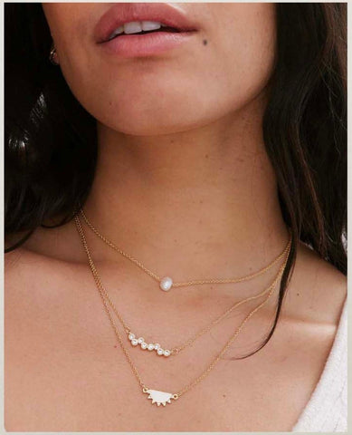 Crystal Mom Necklace 14k Gold - PINK ARROWS