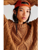 Cutting Edge Cable Sweater Camel - PINK ARROWS