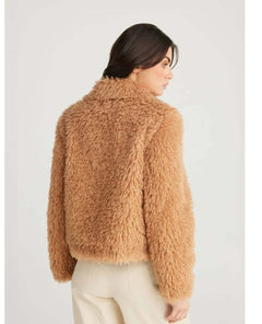 Cyrus Fuzzy Zip Jacket Biscuit - PINK ARROWS
