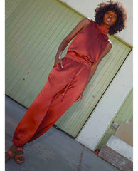 Del Ray Dressed Up Lounge Pant Rust - PINK ARROWS