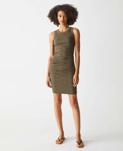 Demi Olive Stripe Dress - PINK ARROWS