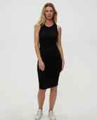 Demi Ribbed Midi Dress Black - PINK ARROWS