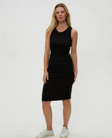 Demi Ribbed Midi Dress Black - PINK ARROWS